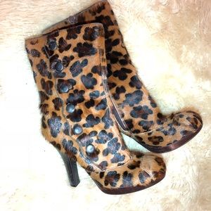 ✨RARE✨ Sam Edelman Leather/Fur Animal Print Boots